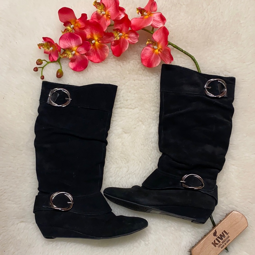 Naturalizer BLACK SUEDE KNEE HIGH BOOTS Size 8